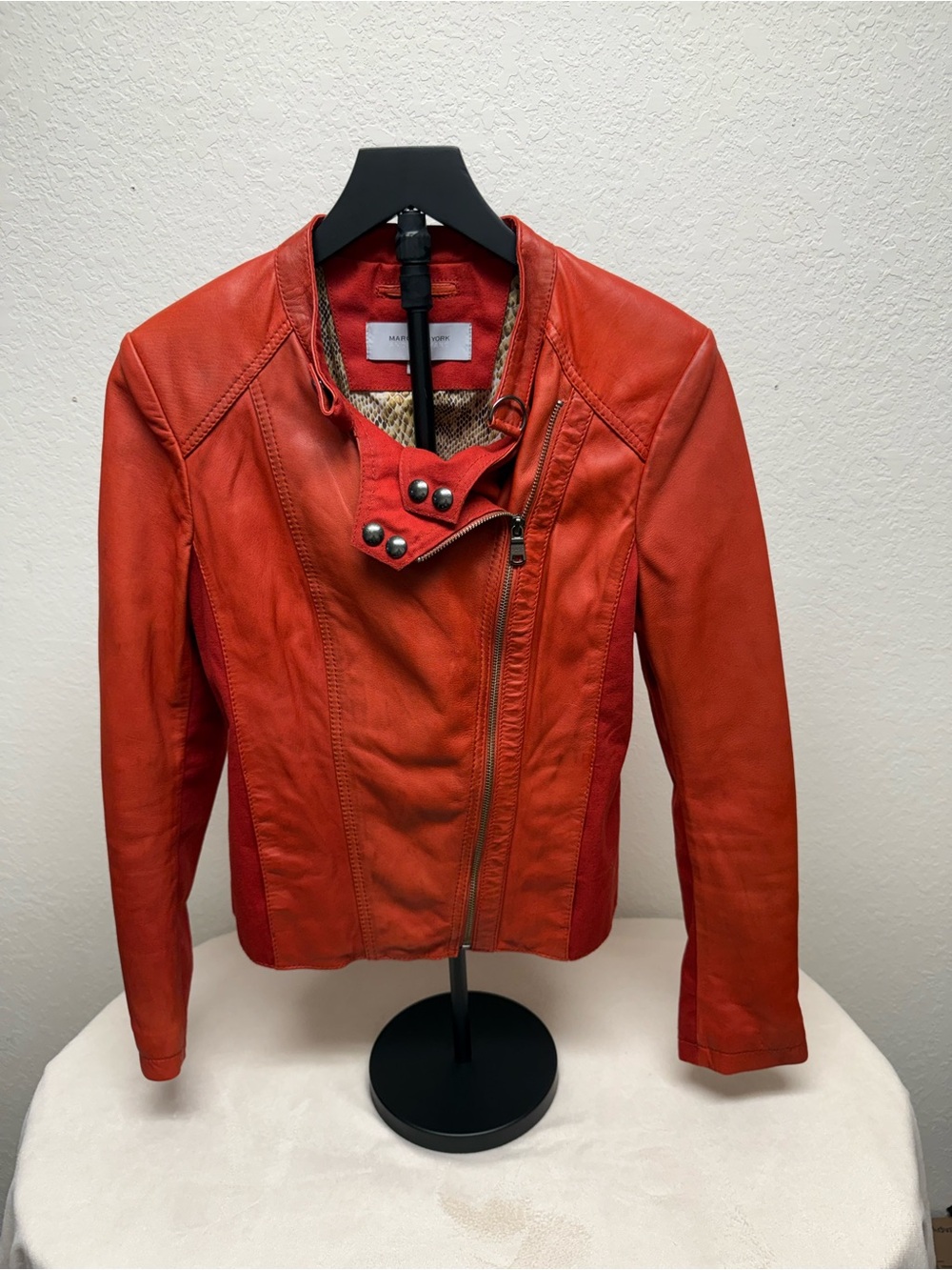 Women’s Orange  Leather Moto Jacket by Marc New York Andrew Marc - Picture 2 of 11